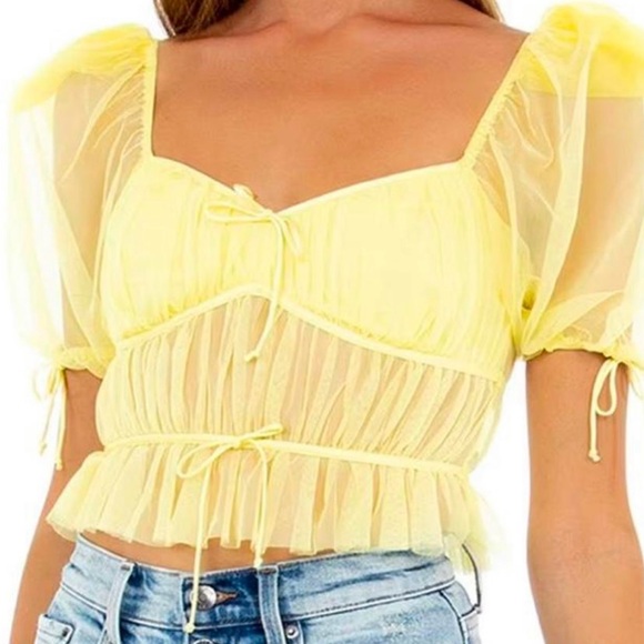 For Love And Lemons Lemon Sheer Blouse - Picture 1 of 5